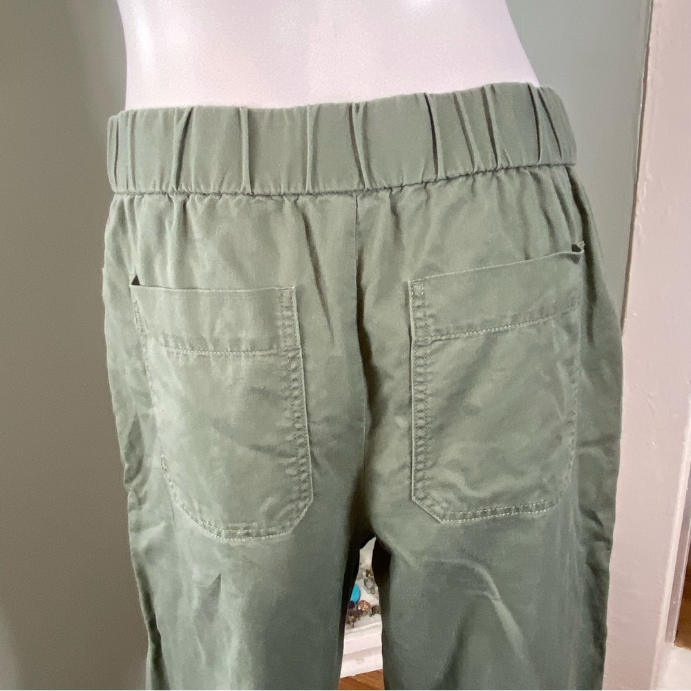Talbots Pull On Wide Leg Crop Cotton Linen Sage Green Cropped Pants M Petite - Picture 11 of 14